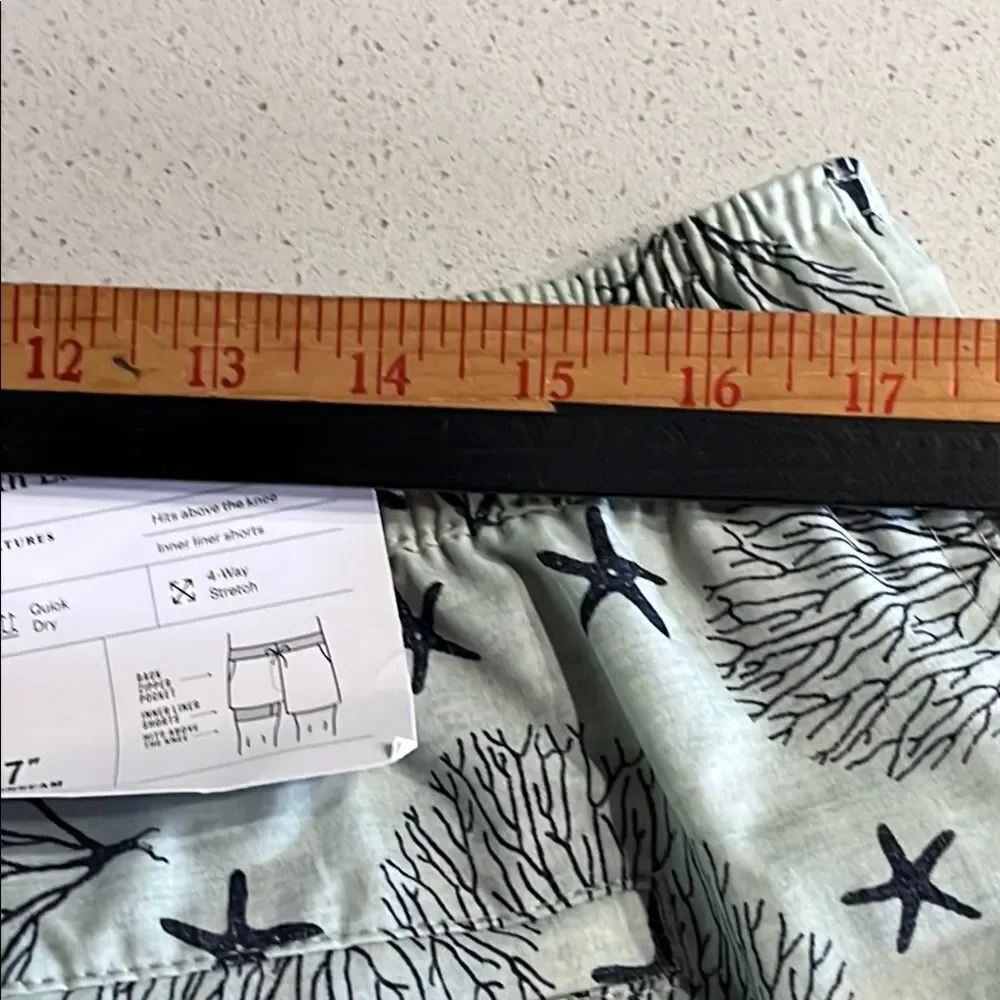 NWT Goodfellow & Co Green Swim Trunks Elastic Waistband Size L